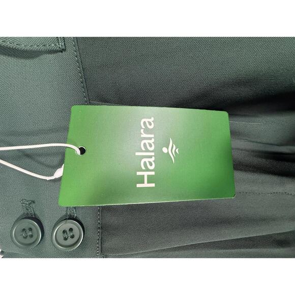 NWT Halara High Waisted Shirred Straight Leg Work Pants Dark Green M Petite - Picture 6 of 13